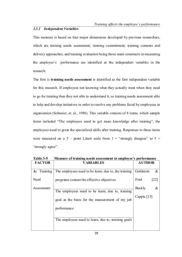 Thesis on training needs analysis