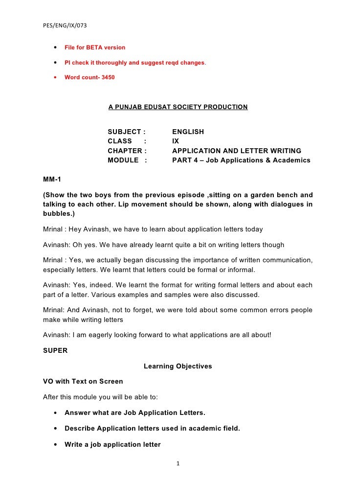 How to write an application letter xi