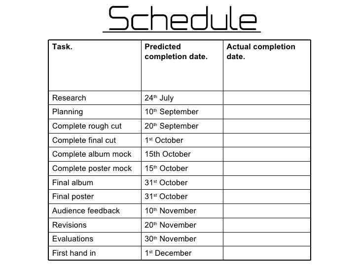 Music Video Schedule