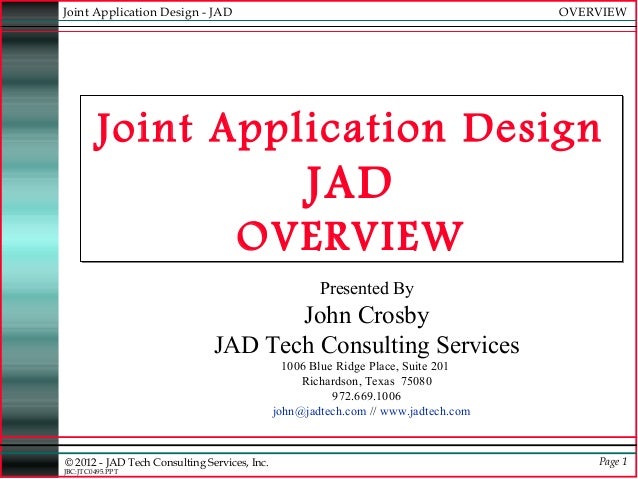 Jad Joint Application Design JAD - Joint Applications Development