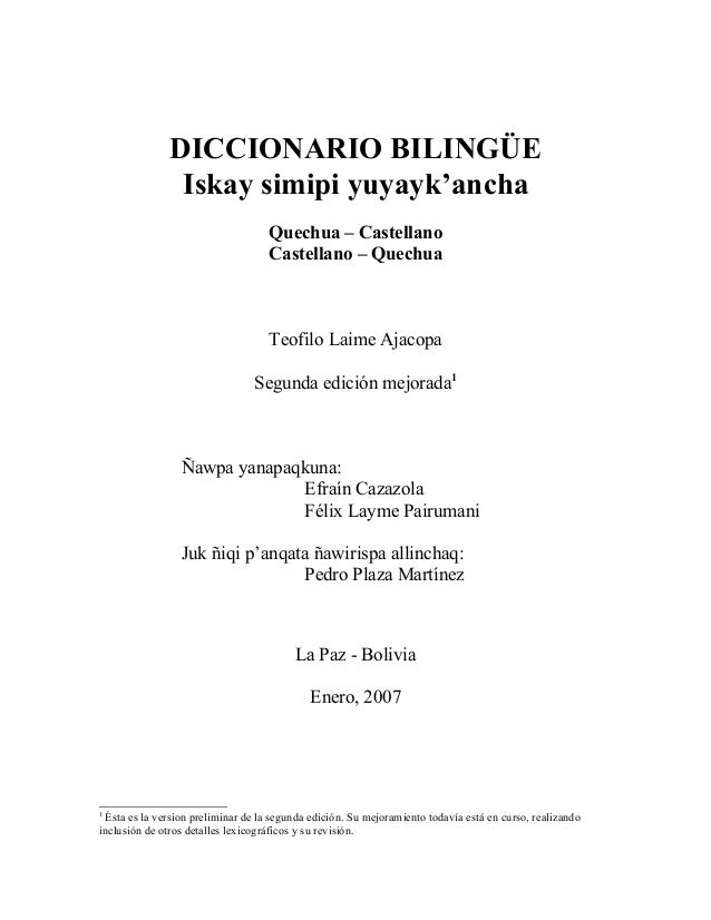 DICCIONARIO QUECHUA diccionario quechua: