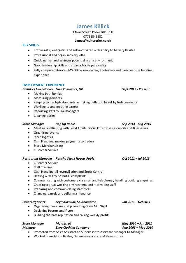 Options trader cv