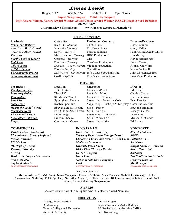 acting resume special skills examples