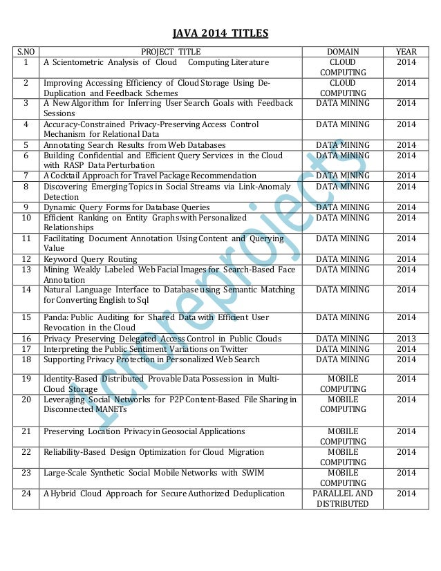 IEEE Project Topics for Computer Science