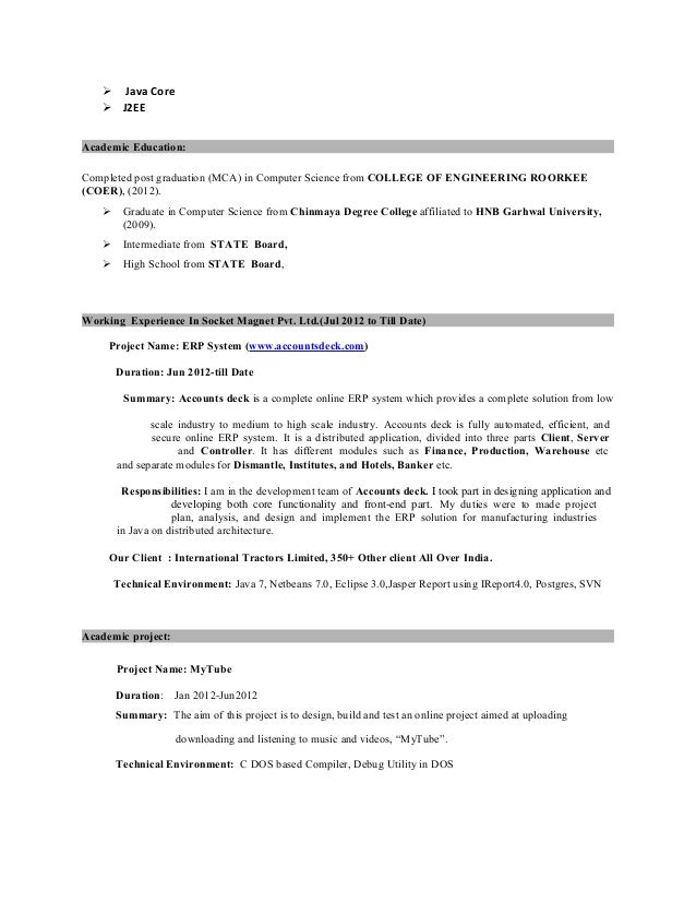 java developer resume template