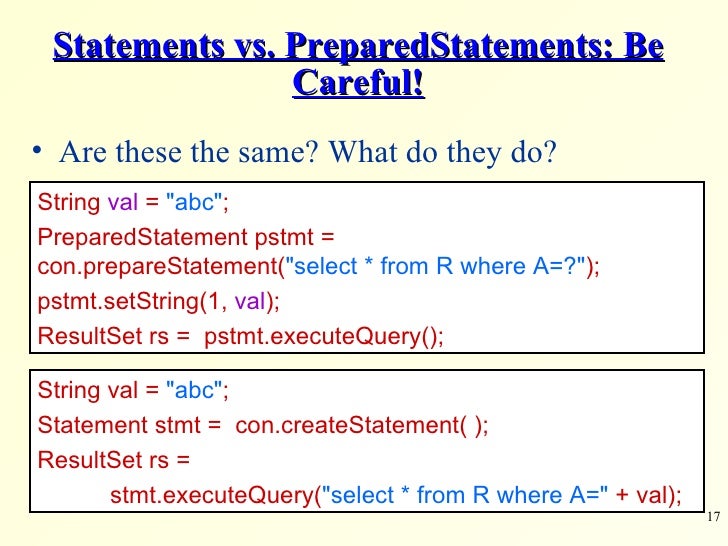 java vs preparedstatement statement