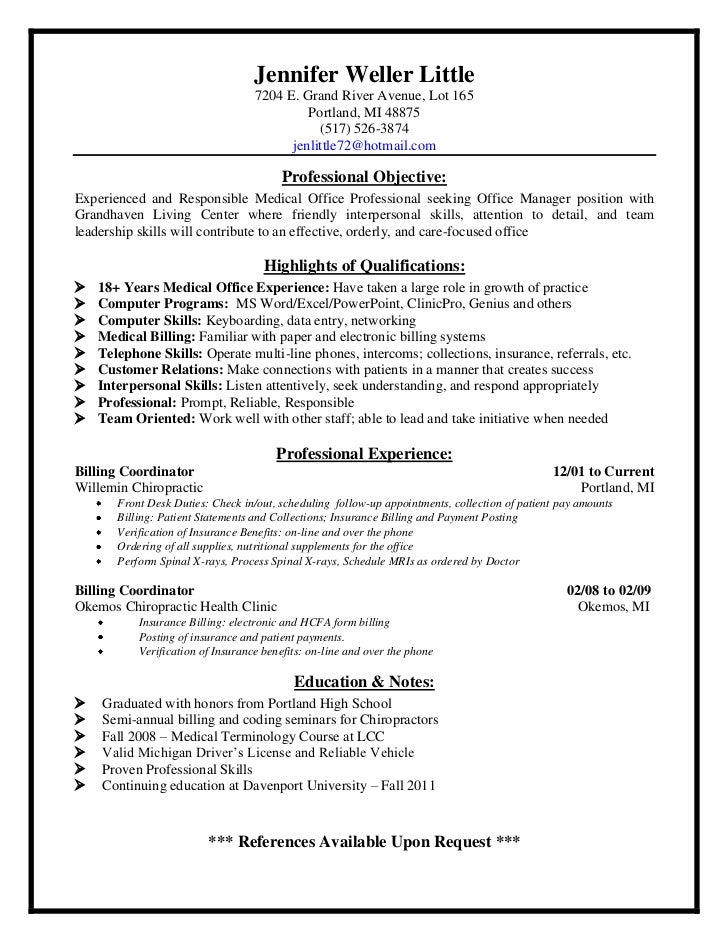 Office front desk resume samples