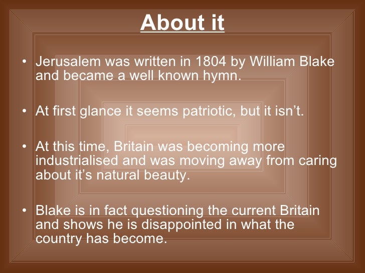 William Blake jerusalem analysis William Blake jerusalem analysis