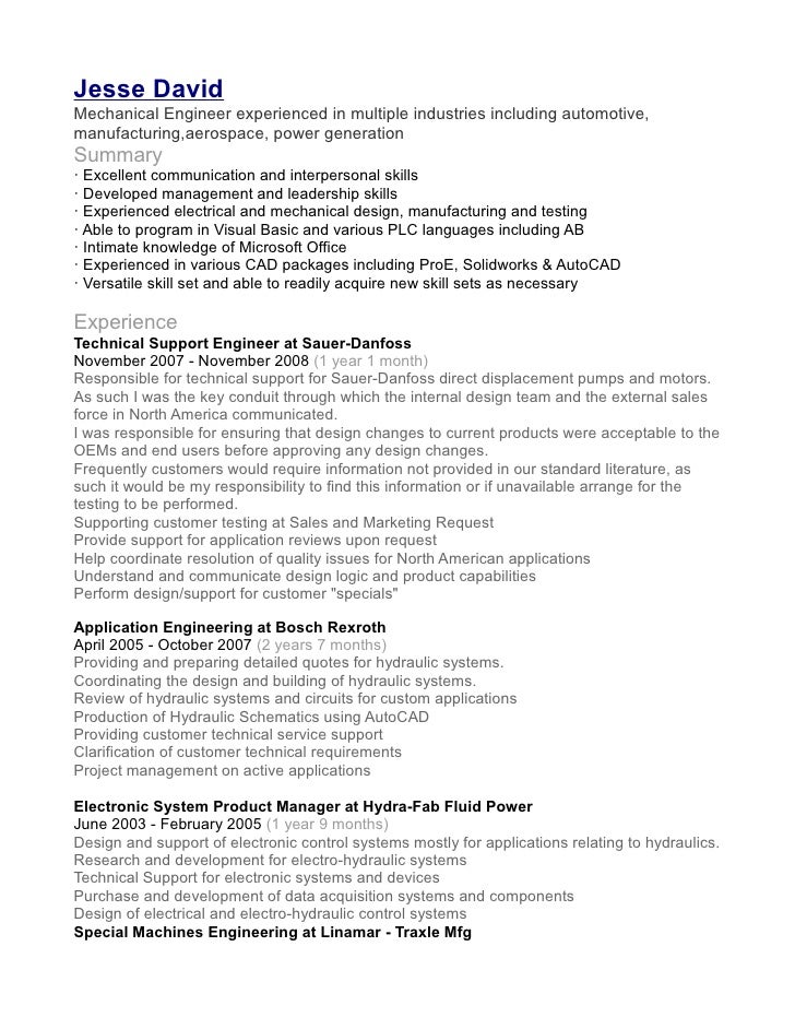 Pro e experience resume