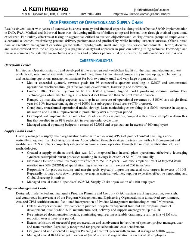 senior management resumes