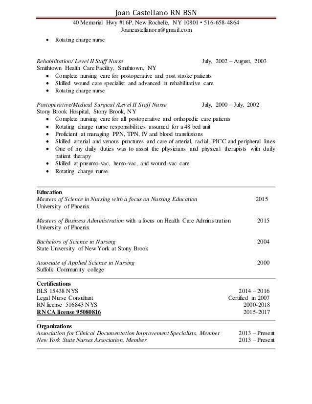 nurse sample resumes