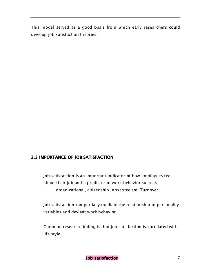 Research paper on job satisfaction 2012