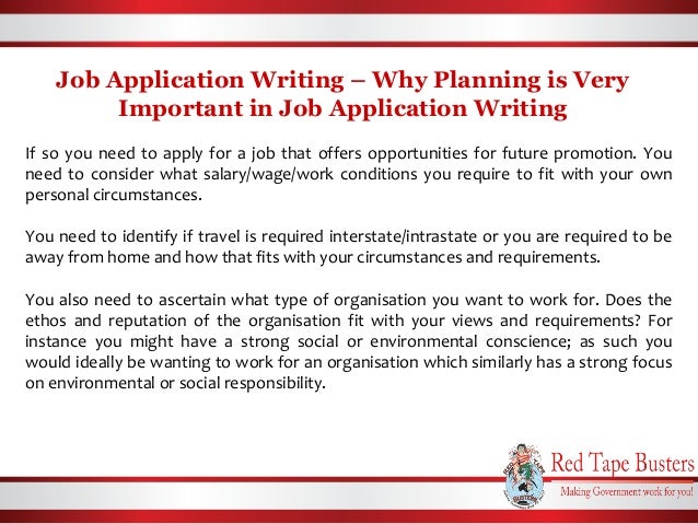 Job application writing