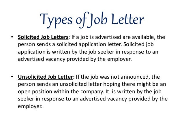 solicited letter of application