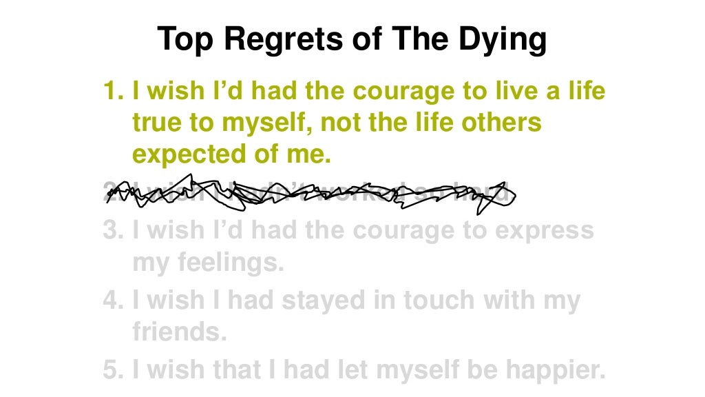 regrets of the dying The top 5 regrets from the dying is the inspirational article by bronnie ware, a must-read for loving couples worldwide. regrets of the dying The top 5 regrets from the dying is the inspirational article by bronnie ware, a must-read for loving couples worldwide.