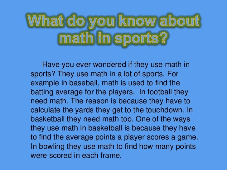 MATH IN SPORTS