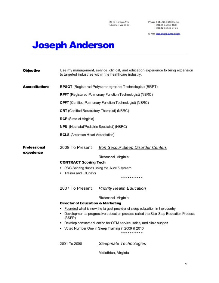 respiratory therapist student resume