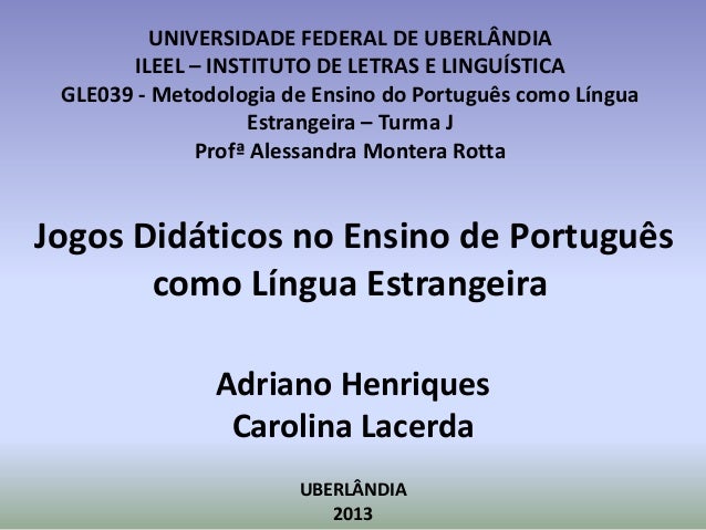 Jogos didáticos no ensino de Português como Língua Estrangeira