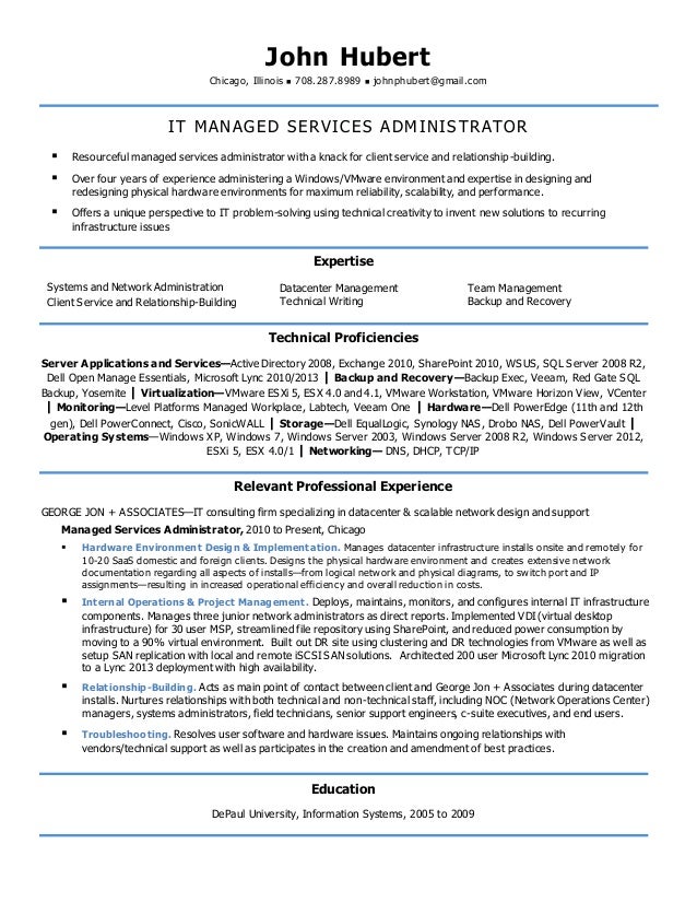 junior network admin resume