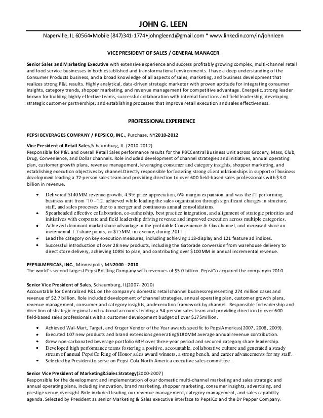 vice president marketing resume