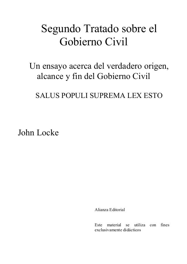 John locke segundo tratado sobre el gobierno civil