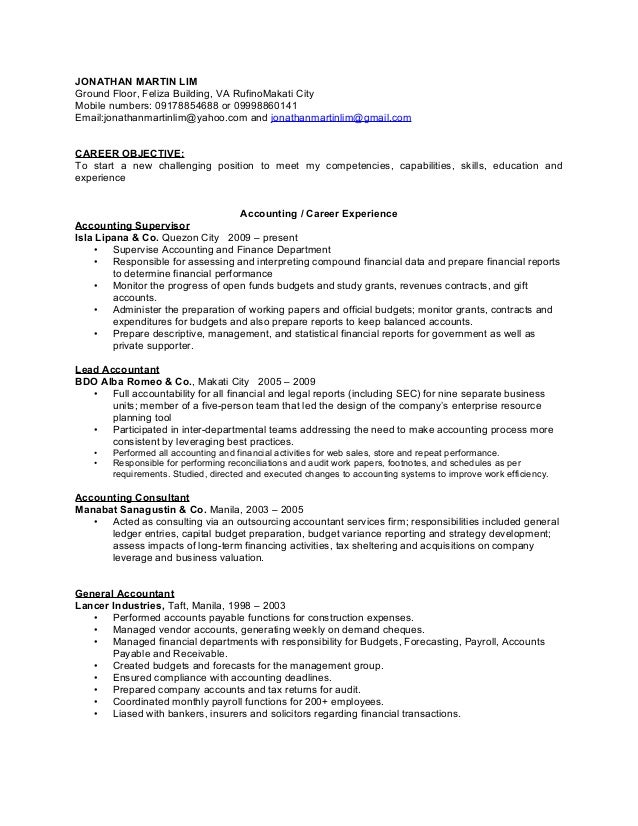 finance accounting resumes