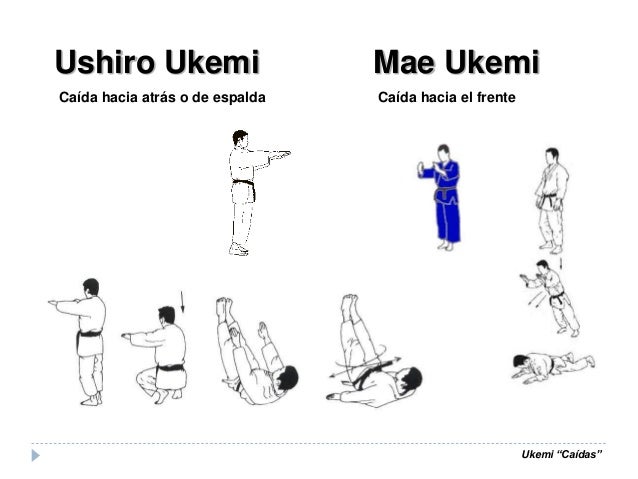 Ukemi “Caídas”
Ushiro Ukemi Mae Ukemi
Caída hacia atrás o de espalda Caída hacia el frente
 