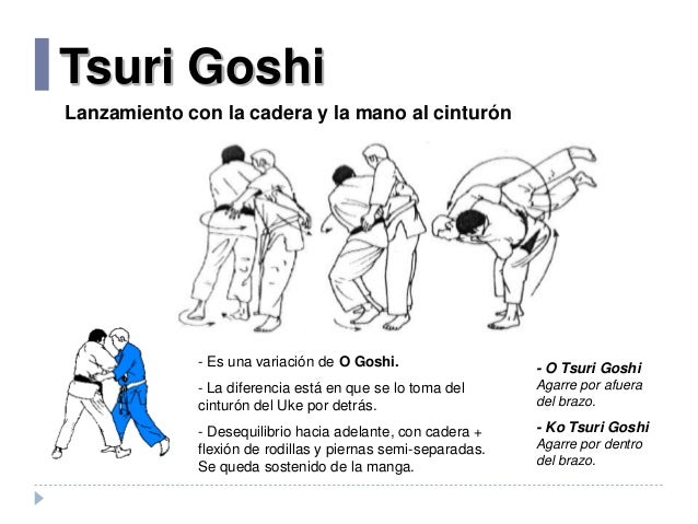 - O Tsuri Goshi
Agarre por afuera
del brazo.
- Ko Tsuri Goshi
Agarre por dentro
del brazo.
- Es una variación de O Goshi.
...