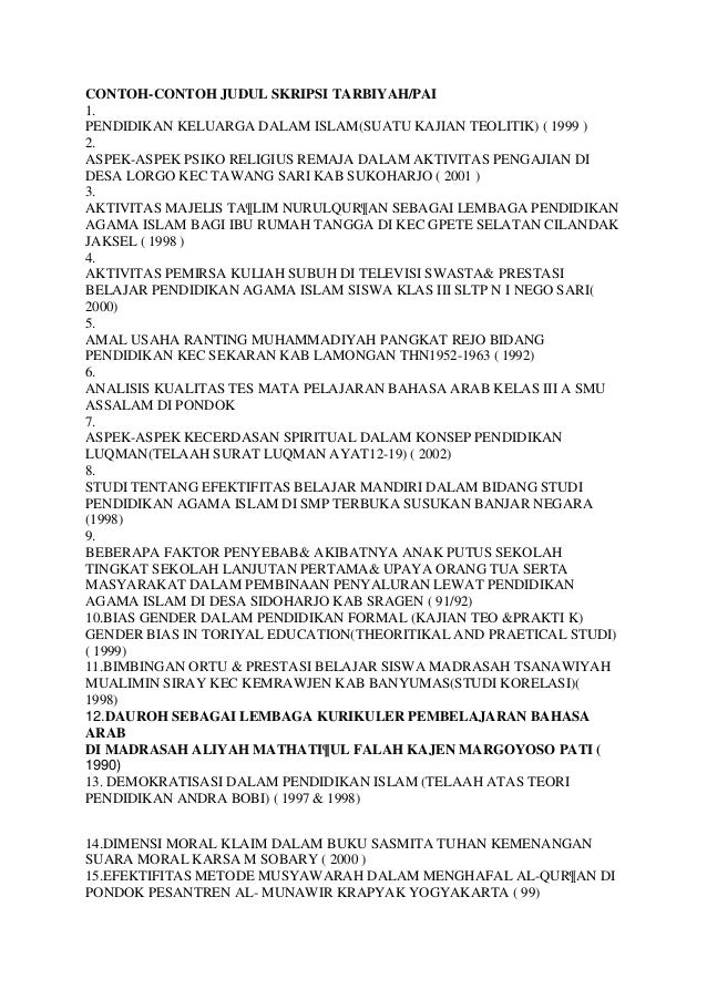 Contoh Skripsi Kualitatif Judul Skripsi Kumpulan 
