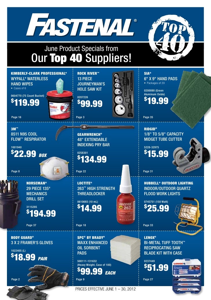 Fastenal's Monthly Brochure Featuring Product Specials from our Top 4…