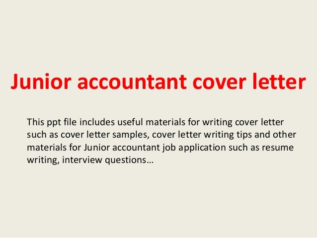 Cover Letter Junior Accountant junior accountant cover letter
