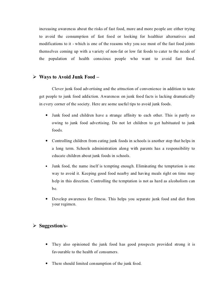 Inquiry essays and fast food addictions