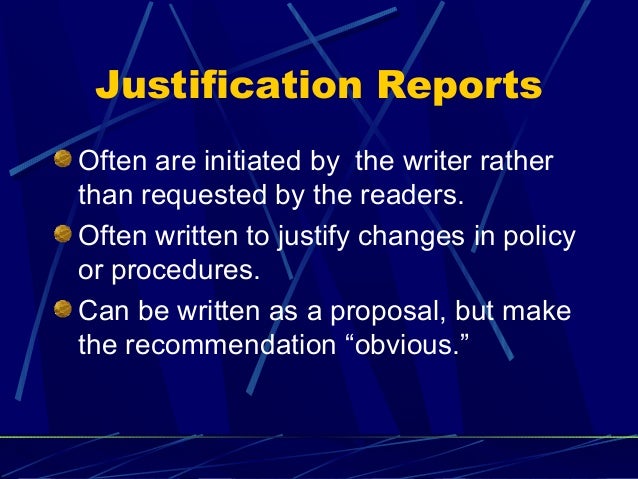 Sample of justification report in memo format