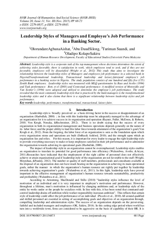 Dissertation on leadership styles in education