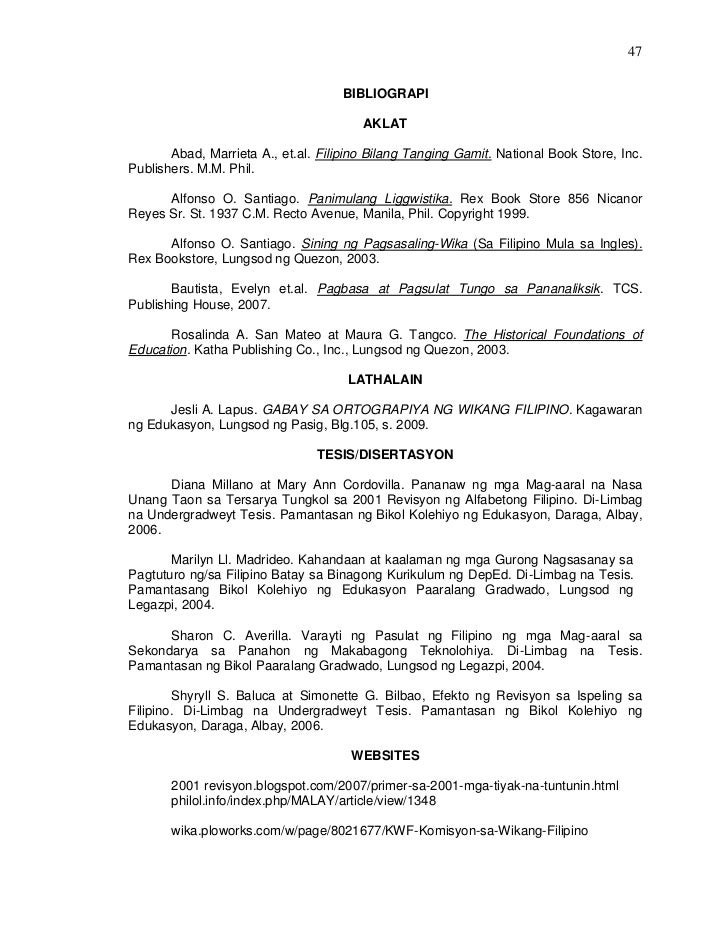Mga tagalog na thesis