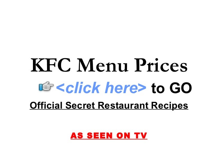 KFC Menu Prices