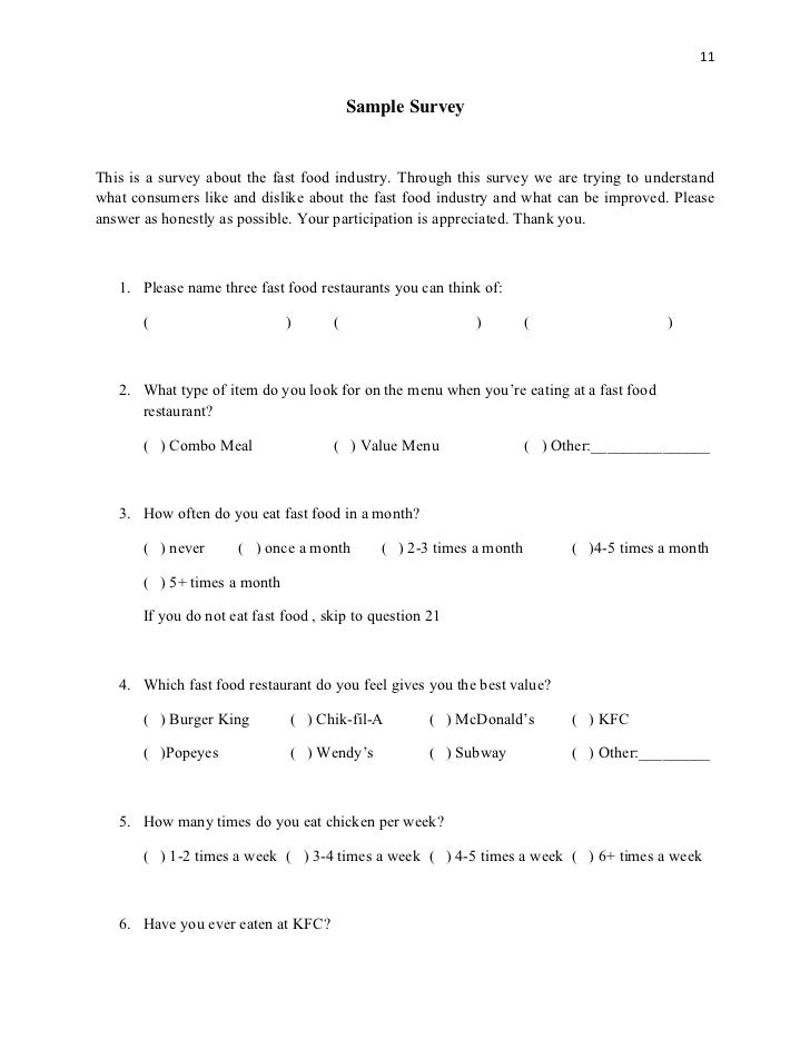 Fast food research paper thesis