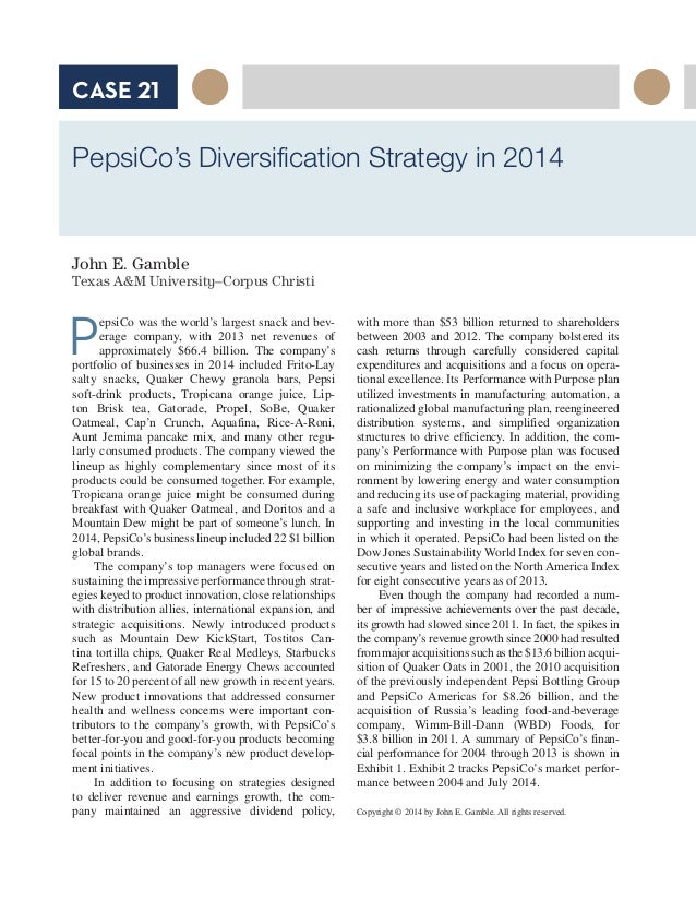 Diversification strategy case study