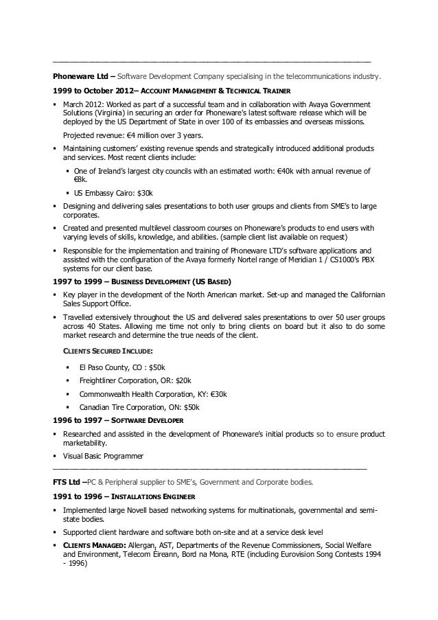 sales engineering resume