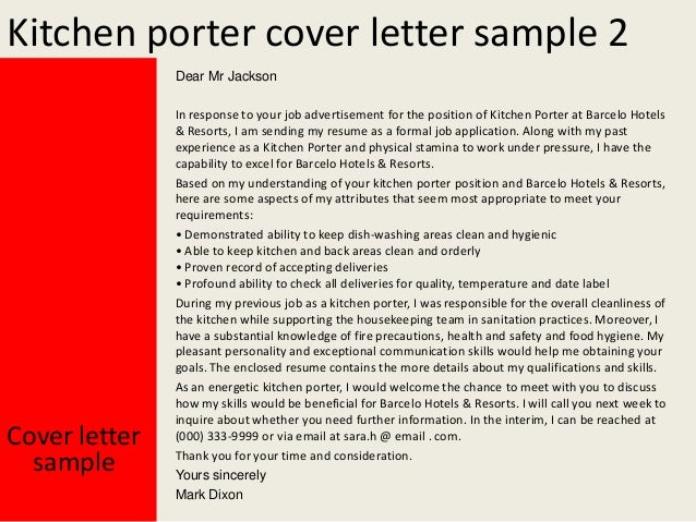 Kitchen Porter Cover Letter