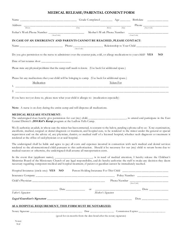 notarized medical release form kk14 parent info notarized medical release form kk14 parent info