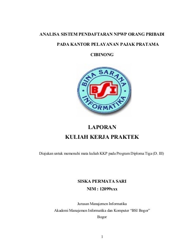 Contoh Laporan Kkp Bsi 2018