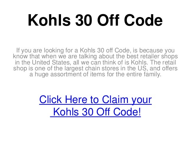 Kohls 30 Off Code