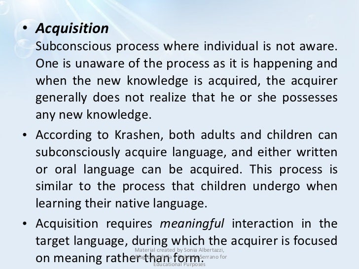 Krashen's theory on Second Language Acquisition