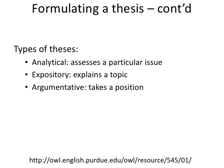 Formulating a thesis