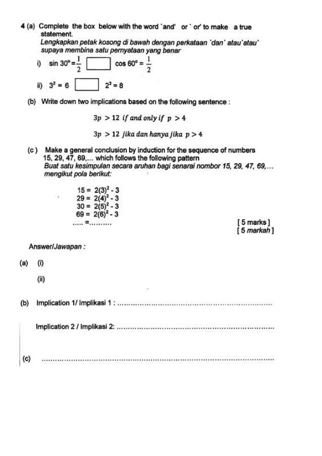 Soalan Matematik Tingkatan 2 Bab 6