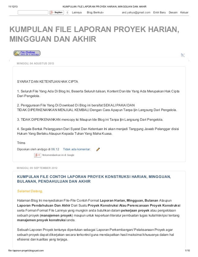 Contoh Laporan Akhir Proyek