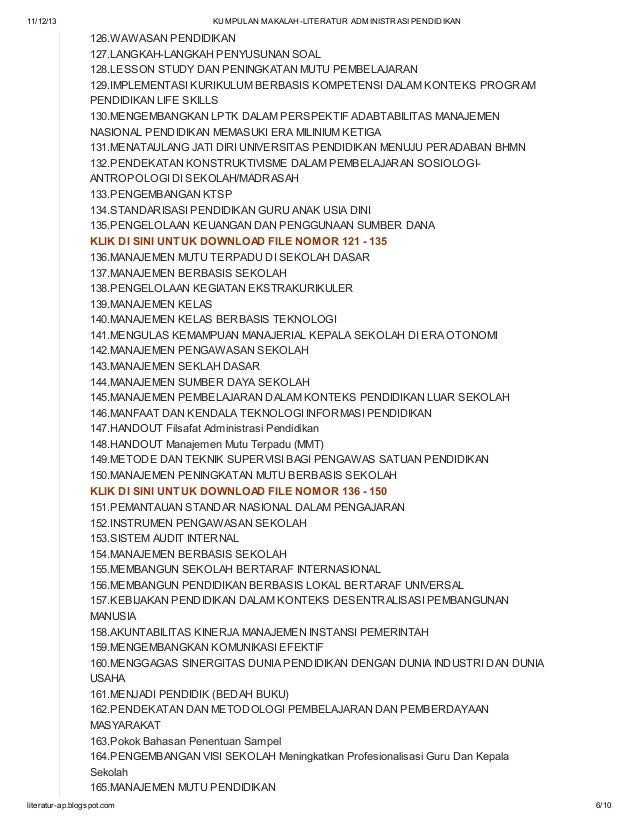 Kumpulan makalah literatur administrasi pendidikan di blog