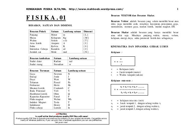 Kumpulan rumus fisika sma