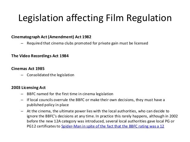 The cinematograph act 1952 The cinematograph act 1952